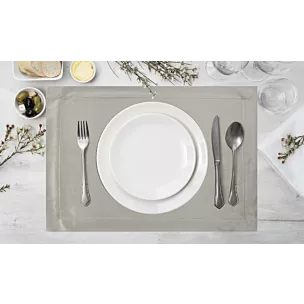 Komplet podkładek 4 szt srebrnych 30x40 cm welwetowych MELINDA z ozdobną listwą