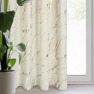 Zasłona kremowo, złocista zdobiona błyszczącym marmurkiem z welwetu, 140x250 cm złota przelotka - MOLLY