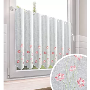 Tkanina firanowa zazdrostka zdobiona haftem roślinnym