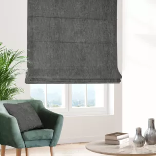Roleta rzymska grafitowa z tkaniny o szenilowej strukturze
