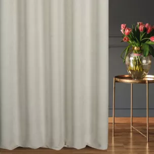 Zasłona szyta na taśmie 5 cm kremowa z tkaniny szenilowej z efektem melanżu