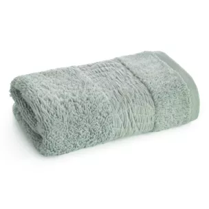 Ręcznik do rąk z bawełny 30x50 cm kolor miętowy z wytłaczanym roślinnym motywem ALBA