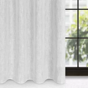 Zasłona biało, srebrna z widocznym splotem 140x250 cm przelotka - AGNES