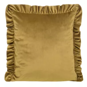 Poszewka na poduszkę 45x45 cm welwetowa kolor złoty zdobiona na brzegach falbanami VELVET 25 Eurofirany Premium