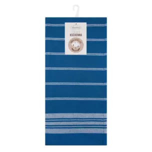 Komplet ściereczek kuchennych 2szt 50x70 cm bawełniany kolor niebieski w kratkę oraz subtelne pasy 200 g/m2 RUBI