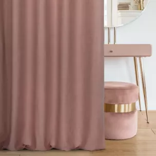 Zasłona szyta na taśmie 5 cm pudrowo różowa o naturalnym, gęstym splocie w stylu eko