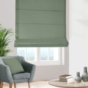 Roleta rzymska miętowa z miękkiej tkaniny w drobny wzór jodełkowy