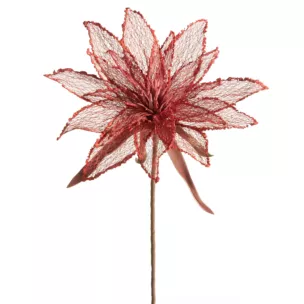 Kwiat sztuczny czerwony z siateczki 70 cm