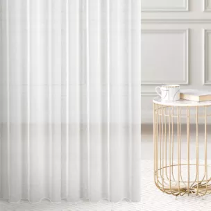 Firana szyta na taśmie 5 cm kremowa z matowej gładkiej etaminy, wykończonej obciążnikiem