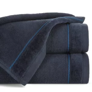 Ręcznik do rąk 30x50 cm bawełniany kolor granatowy z kontrastującymi paseczkami 500 g/m2 SIBEL