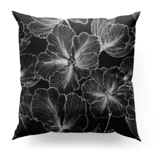 Poszewka szyta czarno srebrna z tkaniny welwetowej zdobionej delikatnie połyskującym drukiem