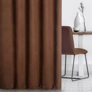 Zasłona szyta na taśmie 5 cm DORA - HIT brązowa z miękkiej tkaniny o welurowej strukturze