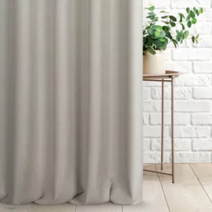 Zasłona szyta na taśmie 5 cm szarobeżowa z gładkiej, przyjemnej w dotyku tkaniny z efektem melanżu