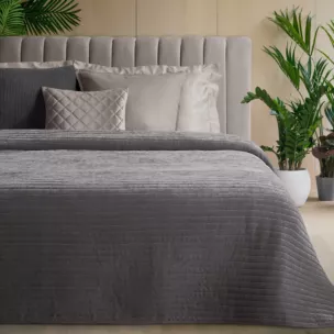 Narzuta szenilowa stalowa 170x210 cm pikowana metoda hot press - GLORI