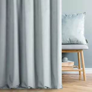 Zasłona szyta na taśmie 5 cm ENYA srebrna z miękkiej półmatowej tkaniny welwetowej