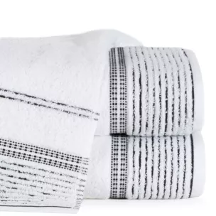 Ręcznik kąpielowy 70x140 cm bawełniany kolor biały z bordiurą w paseczki 450 g/m2 TAYLOR Ella Line