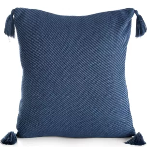 Poszewka na poduszkę 45x45 cm gładka granatowa z ozdobnymi chwostami na rogach POLY