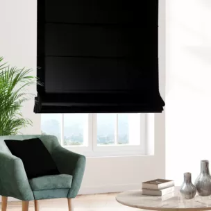 Roleta rzymska czarna z jednokolorowej gładkiej tkaniny