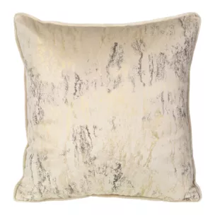 Poszewka na poduszkę 40x40 cm beżowa zdobiona jasnozłotym marmurowym nadrukiem KORNELIA