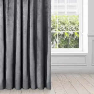Zasłona grafitowa z miękkiego welwetu 140x250 cm taśma - SUZANA