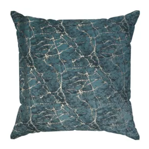 Poszewka szyta turkusowo złota z tkaniny w elegancki nieregularny wzór z błyszczącą nicią i efektem 3D Italissima Eva Minge