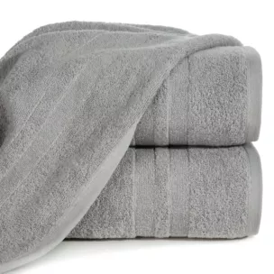 Ręcznik do rąk 30x50 cm bawełniany kolor srebrny z bordiurą w paski podkreślone błyszczącą nicią 500 g/m2 GALA