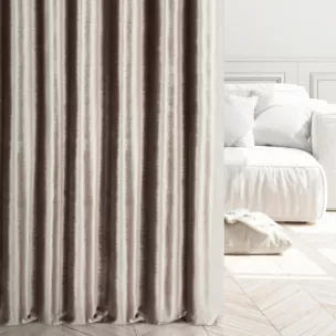 Tkanina zasłonowa miękka welwetowa z połyskiem i poziomym prążkiem