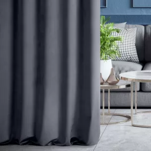 Zasłona szyta na taśmie 5 cm ENYA popielata z miękkiej półmatowej tkaniny welwetowej