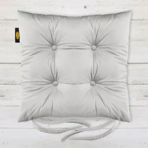 Poduszka na krzesło 40 x 40 x 8 cm dwustronna welwetowa jasnostalowa z czterema pikowaniami