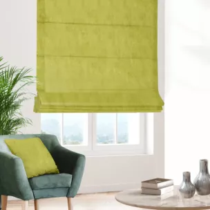 Roleta rzymska SAFARI jasnozielona z miękkiej welwetowej tkaniny z połyskiem