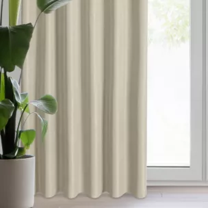 Zasłona ciemnobeżowa z matowej gładkiej tkaniny 140x270 cm taśma - RITA