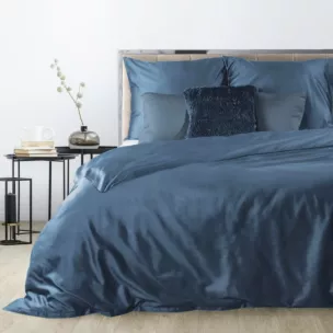 Pościel 160x200 cm komplet 3 częściowy bawełniana gładka kolor ciemnogranatowy NOVA 3
