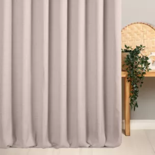 Zasłona szyta na flexach liliowa z tkaniny o naturalnym splocie z efektem melanżu