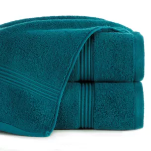 Ręcznik kąpielowy 50x90 cm bawełniany kolor turkusowy 0 twist zdobiony paseczkami 550 g/m2 MOLLY