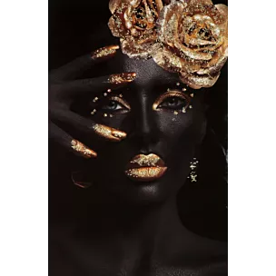 Obraz PAOLA 4 artystyczny nadruk na płótnie portret kobiety z kwiatem z efektem lustra