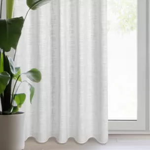 Zasłona kremowo, srebrna z dodatkiem lnu i błyszczącym akcentami 140x270 cm taśma - ROSI