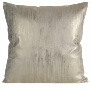 Poszewka na poduszkę 45x45 cm welwetowa kremowo, szampańska zdobiona przecieranym nadrukiem EMILA