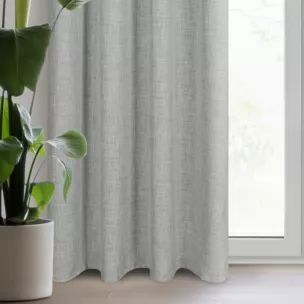 Zasłona szara z lnianym splotem w stylu eko 140x250 cm przelotka - ROMA