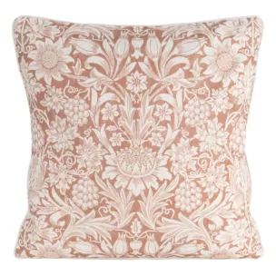 Poszewka na poduszkę 50x50 cm bawełniana z dodatkiem lnu zdobiona nadrukiem roślinnym ciemnobeżowo, kremowa LEN
