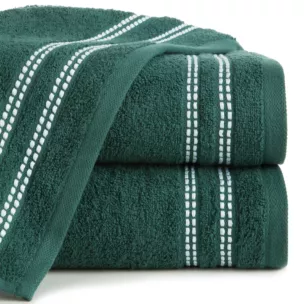 Ręcznik do rąk 30x50 cm bawełniany kolor zielony z subtelną bordiurą w paseczki 500 g/m2 ALLY