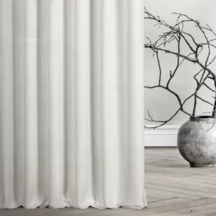 Zasłona szyta na taśmie 5 cm biała z tkaniny w stylu eko