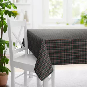 Obrus szyty zielono granatowy z delikatnej tkaniny w kratkę