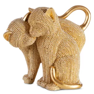 Koty - figurka dekoracyjna ELDO o drobnym strukturalnym wzorze, złota