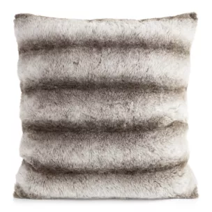 Poszewka na poduszkę 45x45 cm biała, ciemnobrązowa z futrzanej przyjemnej tkaniny LUCY