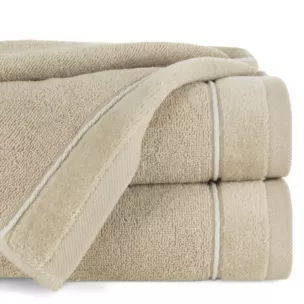 Ręcznik do rąk 30x50 cm bawełniany kolor beżowy z kontrastującymi paseczkami 500 g/m2 SIBEL