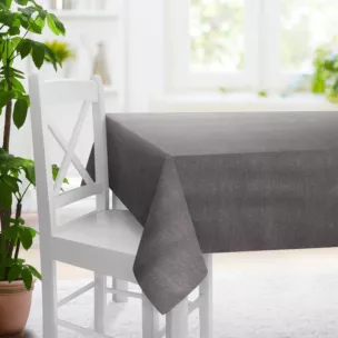 Obrus szyty stalowy z tkaniny szenilowej z efektem melanżu