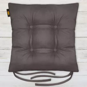 Poduszka na krzesło dwustronna 40 x 40 x 8 cm welurowa ciemnografitowa ADORE