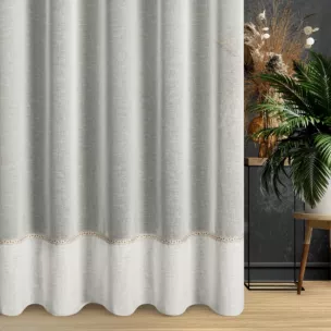 Firana szyta na taśmie 5 cm naturalna z matowej etaminy wykończonej ozdobnym podwinięciem