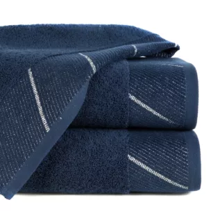 Ręcznik kąpielowy 70x140 cm bawełniany kolor granatowy z błyszczącą bordiurą 485 g/m2 EVITA