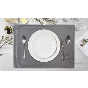 Komplet podkładek 4 szt 40x140 cm stalowych welwetowy MELINDA z ozdobną listwą